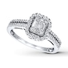 Thumbnail Image 1 of Previously Owned Diamond Engagement Ring 1/2 ct tw Baguette & Round-cut 14K White Gold