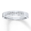 Thumbnail Image 1 of Previously Owned Men's Wedding Band 1/4 ct tw Square-cut Diamonds 14K White Gold