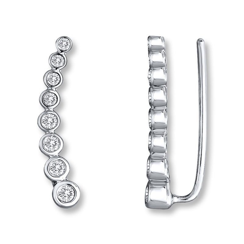 Main Image 1 of Previously Owned Earring Climbers 1/4 ct tw Diamonds 10K White Gold