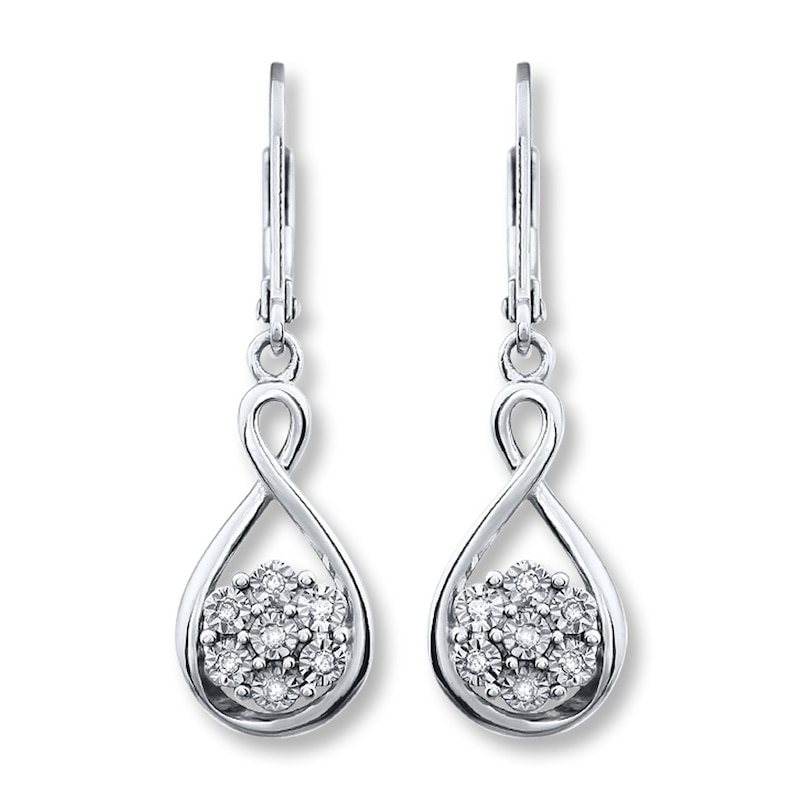 Main Image 2 of Previously Owned Diamond Dangle Earrings 1/20 ct tw Round-cut Sterling Silver