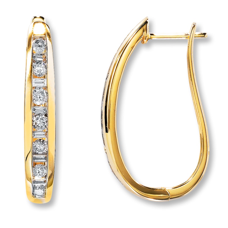 Main Image 1 of Previously Owned Diamond Hoop Earrings 1 carat tw 14K Yellow Gold