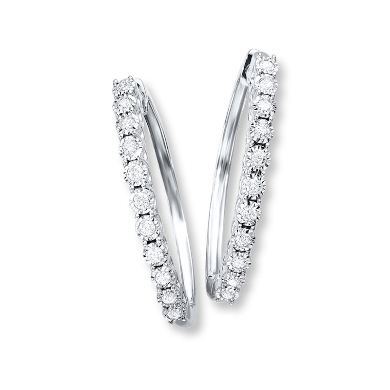Main Image 2 of Previously Owned Radiant Reflections Earrings 1/2 ct tw Diamonds 10K White Gold