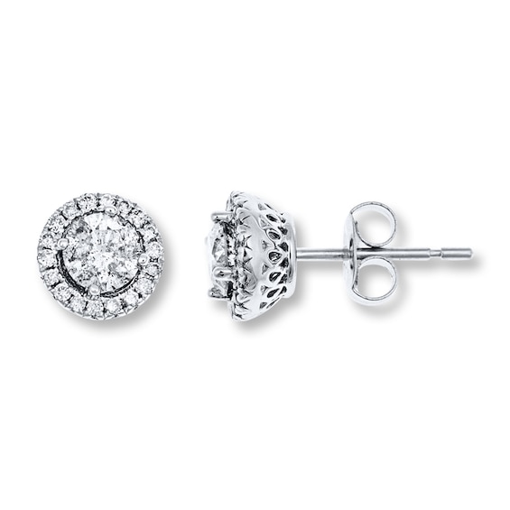 Previously Owned Diamond Earrings 7/8 ct tw Round-cut 14K White Gold