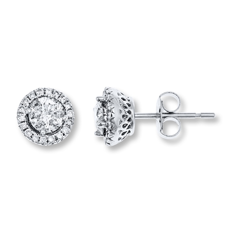 Main Image 1 of Previously Owned Diamond Earrings 7/8 ct tw Round-cut 14K White Gold