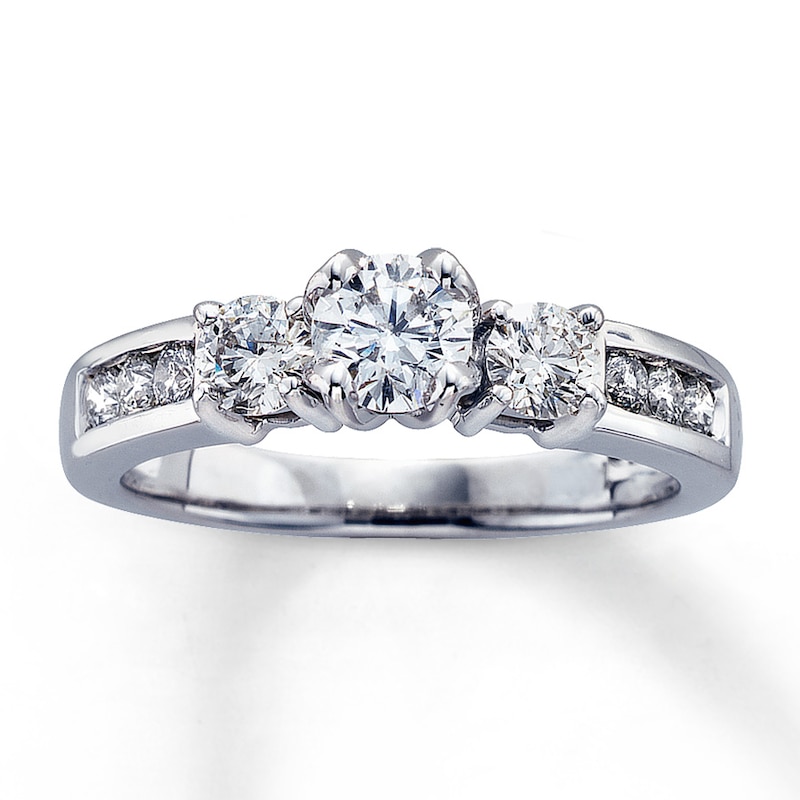 Main Image 1 of Previously Owned 3-Stone Diamond Ring 1 ct tw Round-cut 14K White Gold