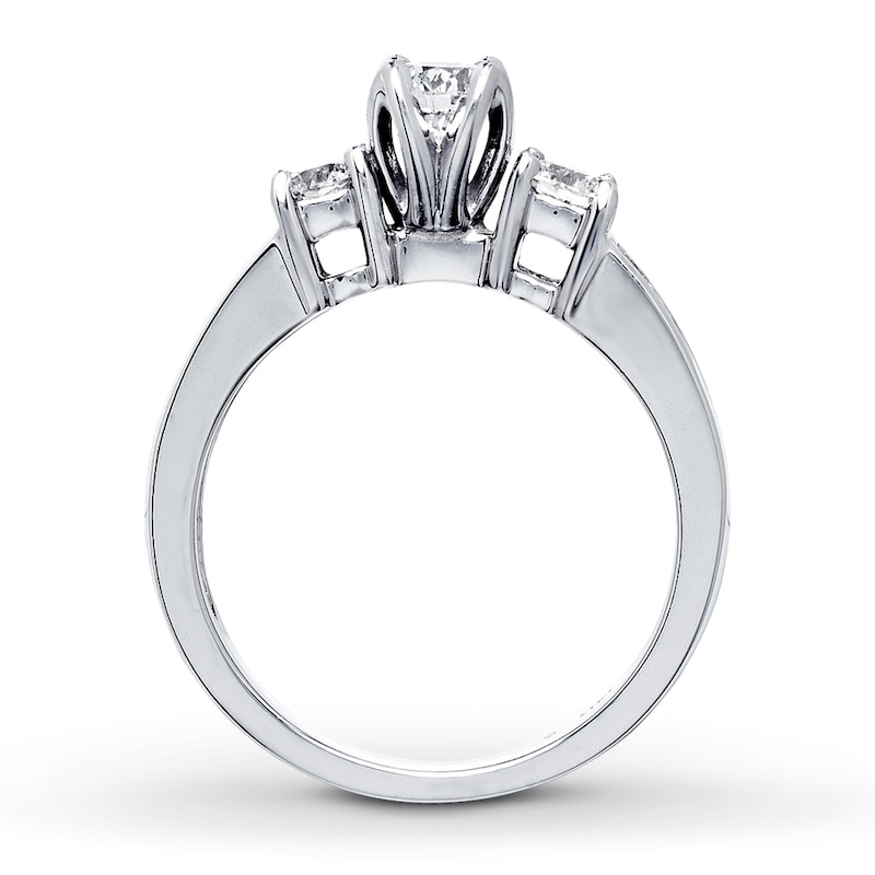 Main Image 2 of Previously Owned 3-Stone Diamond Ring 1 ct tw Round-cut 14K White Gold