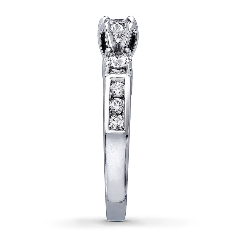 Main Image 3 of Previously Owned 3-Stone Diamond Ring 1 ct tw Round-cut 14K White Gold