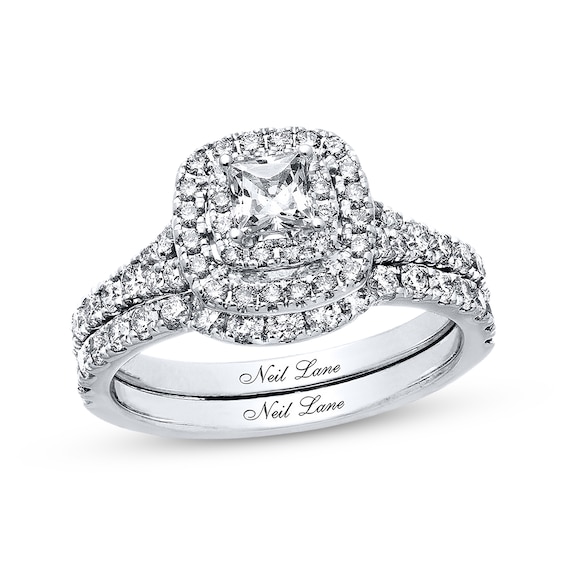 Previously Owned Neil Lane Bridal Set 1-1/3 ct tw Princess & Round-cut Diamonds 14K White Gold