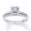 Thumbnail Image 1 of Previously Owned Diamond Bridal Set 1/4 ct tw Princess-cut 10K White Gold