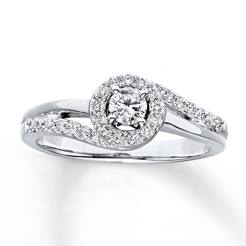 Main Image 1 of Previously Owned Diamond Engagement Ring 1/3 ct tw Round-cut 14K White Gold