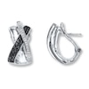 Thumbnail Image 1 of Previously Owned Diamond Hoop Earrings 1/4 ct tw Black & White Sterling Silver
