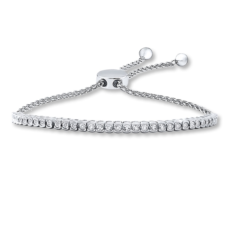Main Image 1 of Previously Owned Bolo Bracelet 1/15 ct tw Diamonds Sterling Silver 9.5"
