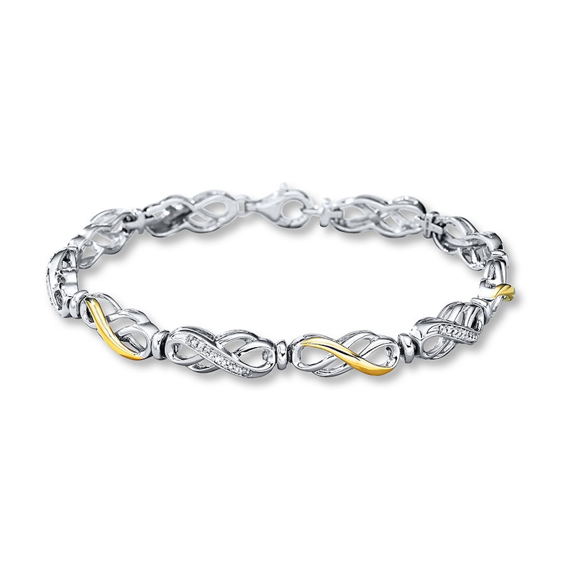 Main Image 1 of Previously Owned Diamond Bracelet Sterling Silver & 10K Yellow Gold 7.5"