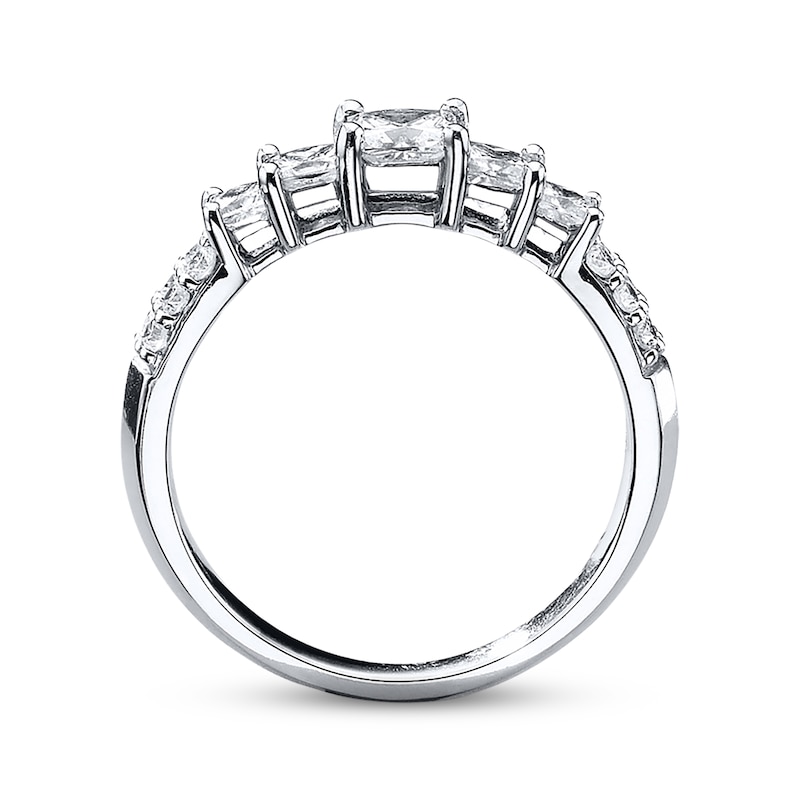 Main Image 2 of Previously Owned THE LEO Diamond Anniversary Ring 1 cttw Princess & Round-cut 14K White Gold