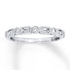 Thumbnail Image 1 of Previously Owned Diamond Anniversary Band 1/4 ct tw Round & Baguette-cut 14K White Gold
