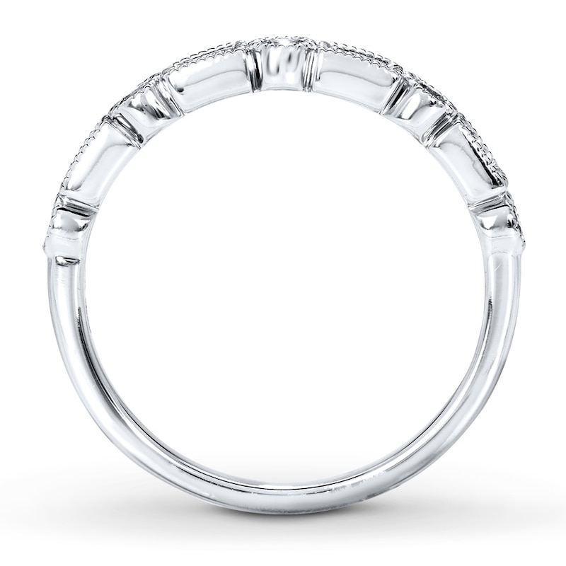 Main Image 2 of Previously Owned Diamond Anniversary Band 1/4 ct tw Round & Baguette-cut 14K White Gold