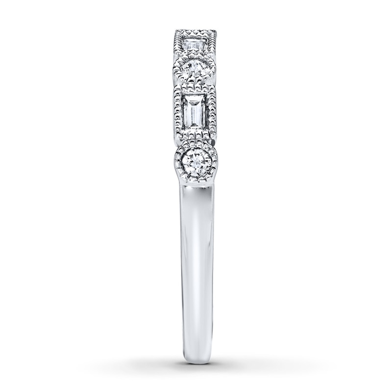 Main Image 3 of Previously Owned Diamond Anniversary Band 1/4 ct tw Round & Baguette-cut 14K White Gold