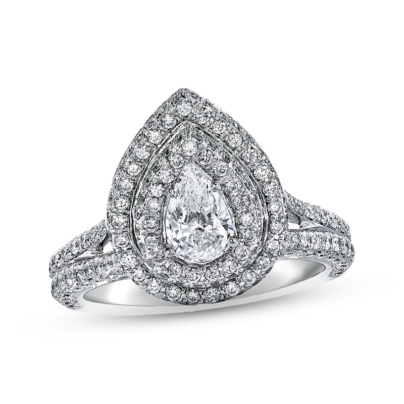 Main Image 1 of Previously Owned Neil Lane Diamond Engagement Ring 1-3/4 ct tw Pear & Round-cut 14K White Gold Size 4.5