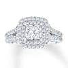 Thumbnail Image 1 of Previously Owned Engagement Ring 2-1/4 ct tw Princess/Round-cut Diamonds 14K White Gold