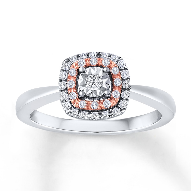 Main Image 1 of Previously Owned Ring 1/5 ct tw Round-cut Diamonds Sterling Silver & 10K Rose Gold