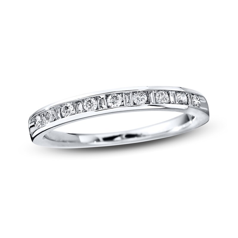 Main Image 1 of Previously Owned Previously Owned Diamond Band 1/4 ct tw Baguette & Round-cut 14K White Gold Size 8