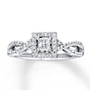 Thumbnail Image 1 of Previously Owned Diamond Engagement Ring 1/2 ct tw Princess & Round-cut 14K White Gold Size 4.75