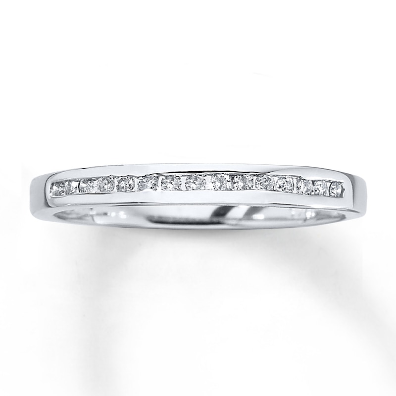 Main Image 1 of Previously Owned Diamond Wedding Band 1/8 ct tw Round-cut 10K White Gold Size 3.75