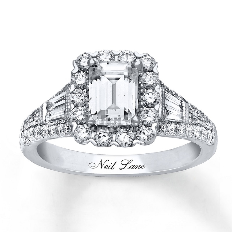 Main Image 1 of Previously Owned Neil Lane Engagement Ring 1-7/8 ct tw Baguette & Round-cut Diamonds 14K White Gold - Size 4