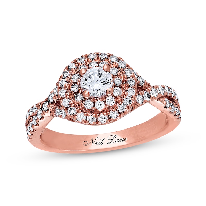 Main Image 1 of Previously Owned Neil Lane Engagement Ring 7/8 ct tw Round-cut 14K Rose Gold Size 9.25