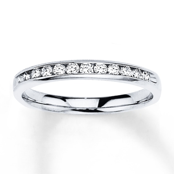 Previously Owned Diamond Band 1/4 ct tw Round-cut 10K White Gold Size 10