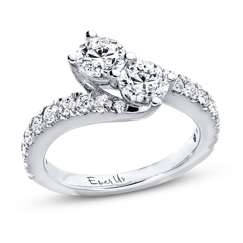Main Image 1 of Previously Owned Ever Us Two-Stone Anniversary Ring 2 ct tw Round-cut Diamonds 14K White Gold - Size 11.25