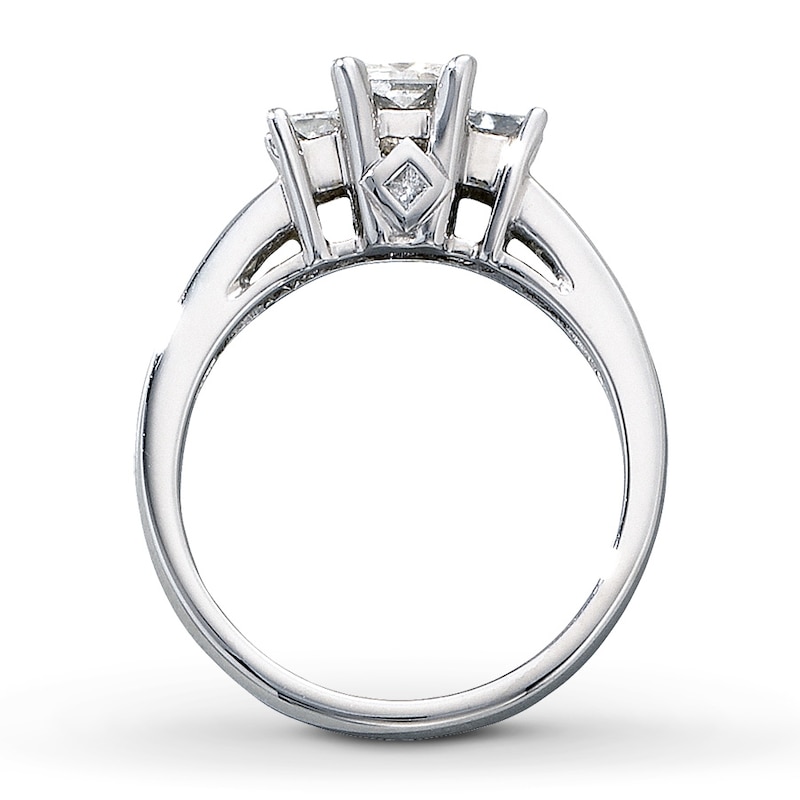 Main Image 2 of Previously Owned Three-Stone Diamond Ring 1 ct tw Princess-cut 14K White Gold - Size 10