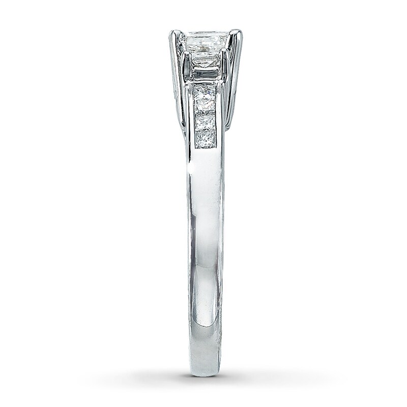 Main Image 3 of Previously Owned Three-Stone Diamond Ring 1 ct tw Princess-cut 14K White Gold - Size 10