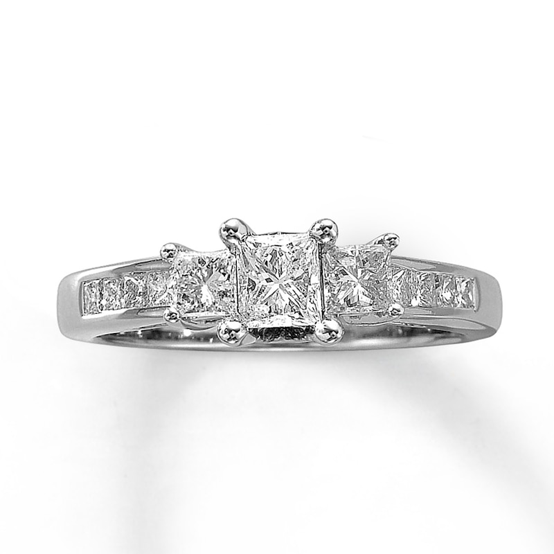 Main Image 1 of Previously Owned Ring 1 ct tw Princess-cut Diamonds 14K White Gold - Size 4.5