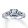 Thumbnail Image 1 of Previously Owned Engagement Ring 1/3 ct tw Princess & Round-cut Diamonds 10K White Gold - Size 4.25