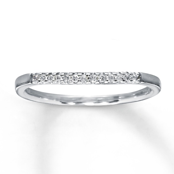 Previously Owned Ring 1/20 ct tw Round-cut Diamonds 10K White Gold Size 5