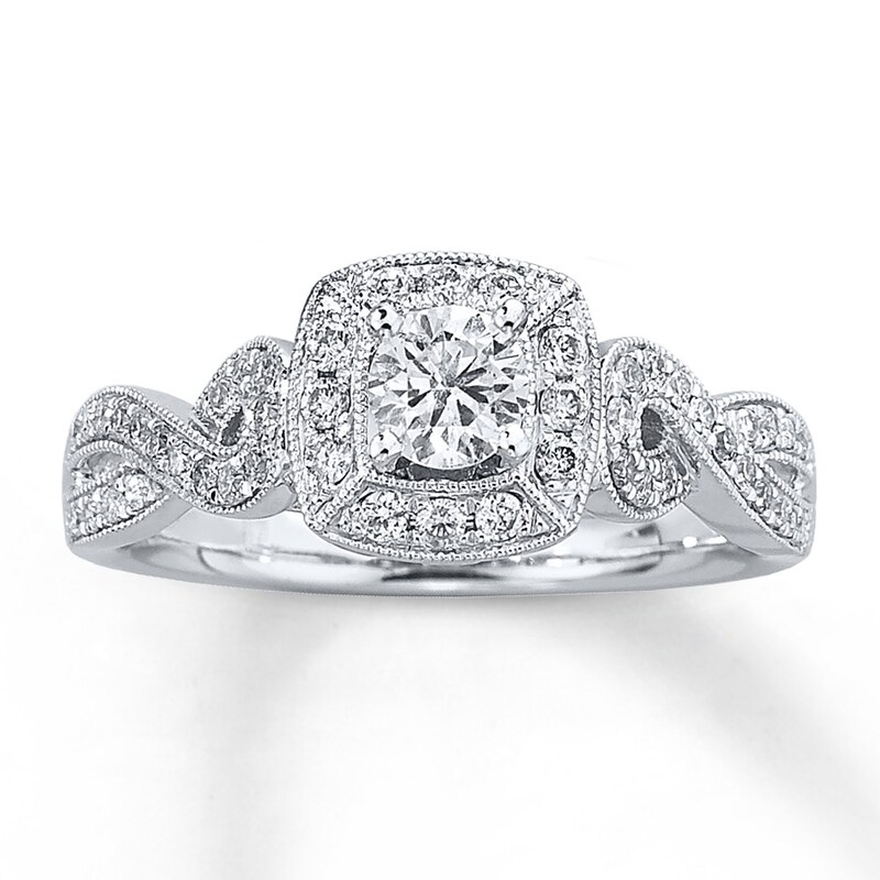 Previously Owned Previously Owned Ring 5/8 ct tw Round-cut Diamonds 14K White Gold - Size 4.25