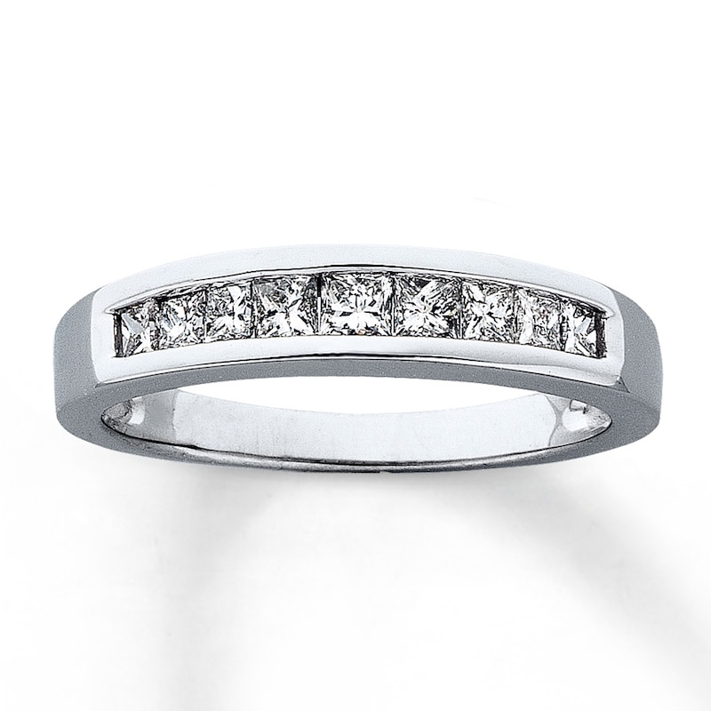 Main Image 1 of Previously Owned Diamond Anniversary Band 1/2 ct tw Princess-cut 14K White Gold - Size 4.5