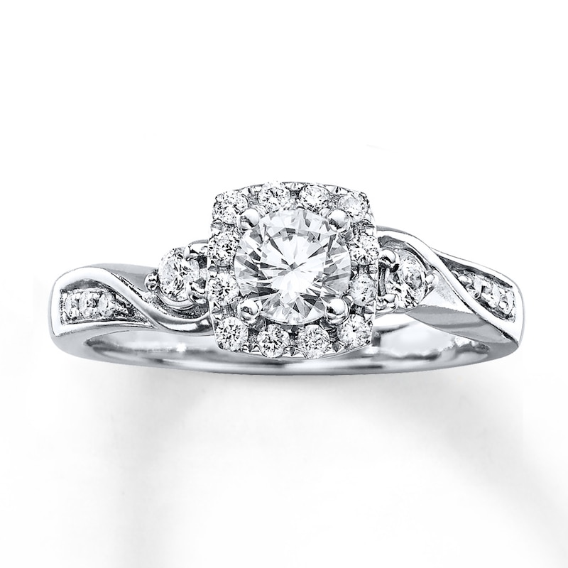Main Image 1 of Previously Owned Diamond Engagement Ring 5/8 ct tw Round-cut 14K White Gold