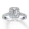 Thumbnail Image 1 of Previously Owned Neil Lane Bridal 1-3/8 ct tw Emerald & Round-cut Diamond Ring 14K White Gold Size 5.5