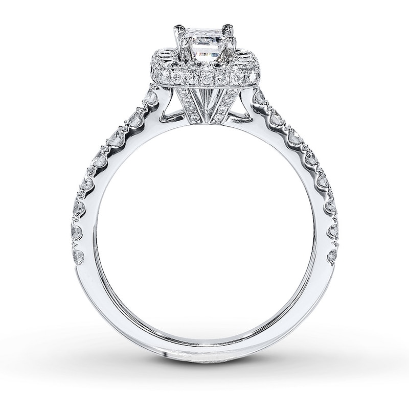 Main Image 2 of Previously Owned Neil Lane Bridal 1-3/8 ct tw Emerald & Round-cut Diamond Ring 14K White Gold Size 5.5