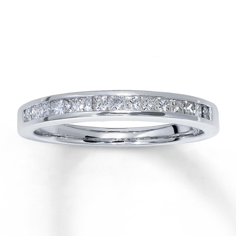 Main Image 1 of Previously Owned Diamond Wedding Band 1/3 ct tw Princess-cut 14K White Gold Size 11