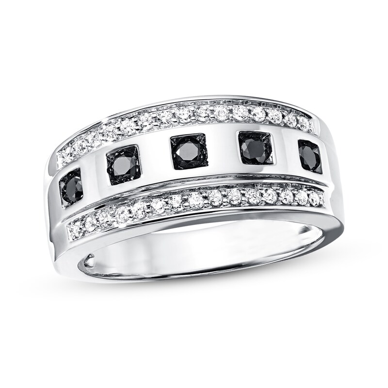 Main Image 1 of Previously Owned Men's Band 5/8 ct tw Round-cut Diamonds 10K White Gold - Size 12.5