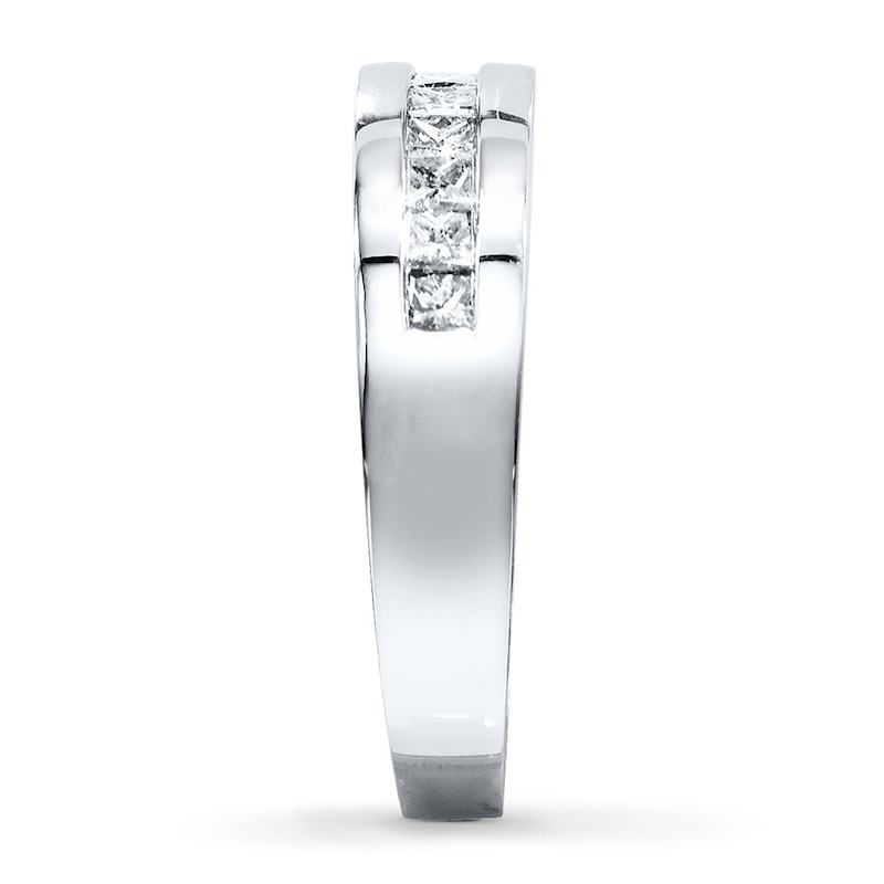 Main Image 3 of Previously Owned Men's Diamond Band 5/8 ct tw Square-Cut 10K White Gold - Size 4.75