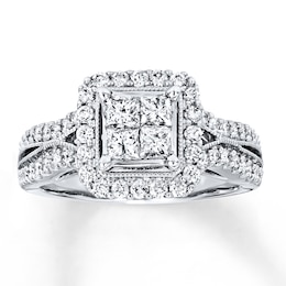 Previously Owned Diamond Engagement Ring 1 ct tw Princess & Round-cut 14K White Gold