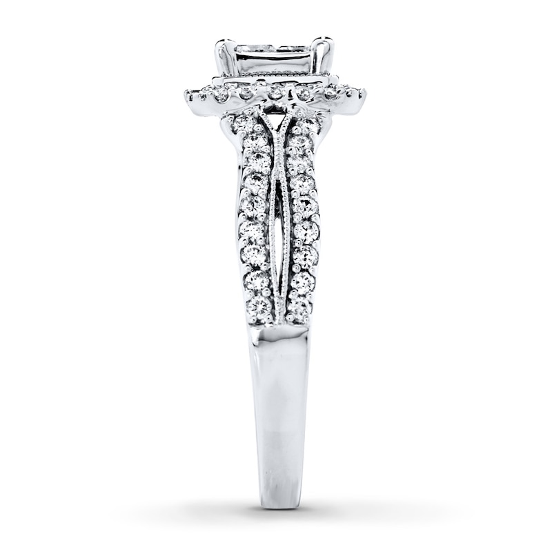 Main Image 3 of Previously Owned Diamond Engagement Ring 1 ct tw Princess & Round-cut 14K White Gold