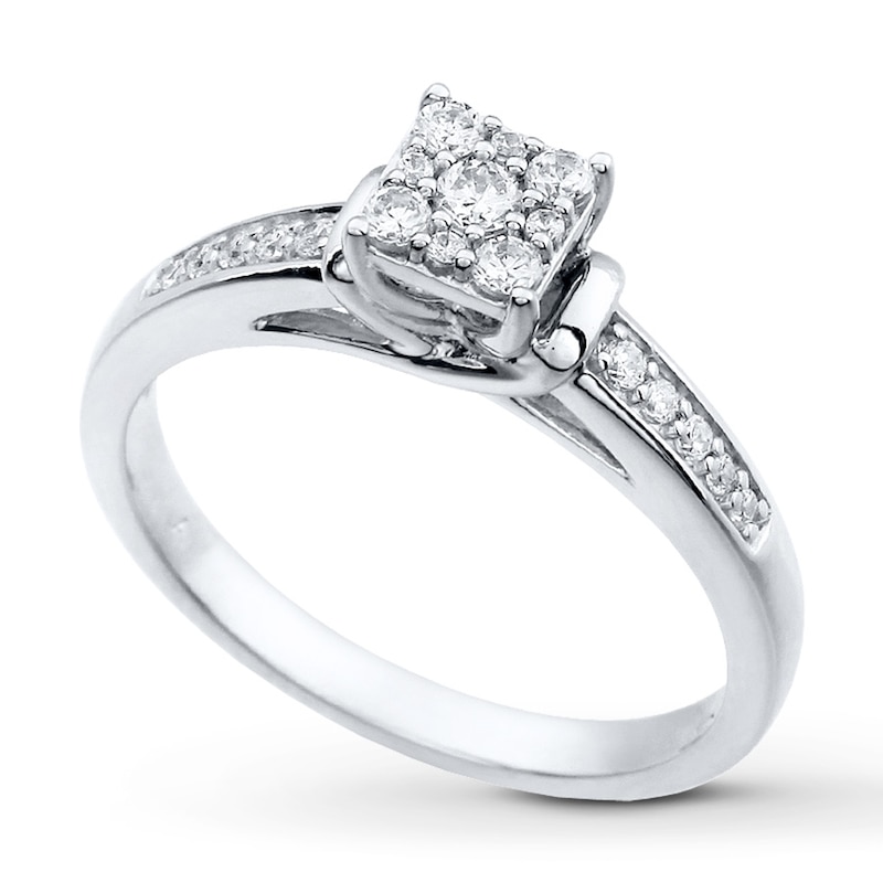 Main Image 3 of Previously Owned Diamond Engagement Ring 1/4 ct tw Round-cut 10K White Gold Size 7