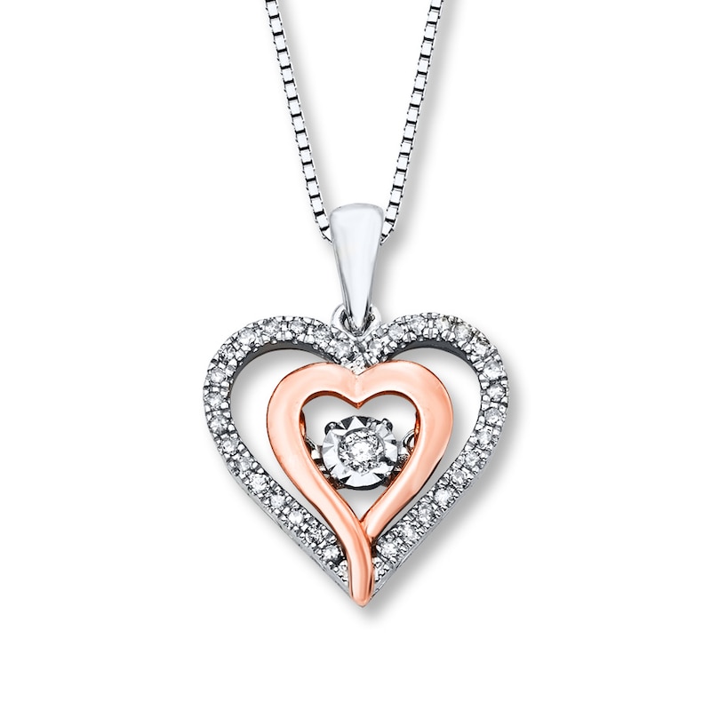 Previously Owned Unstoppable Love 1/6 ct tw Necklace Sterling Silver & 10K Rose Gold