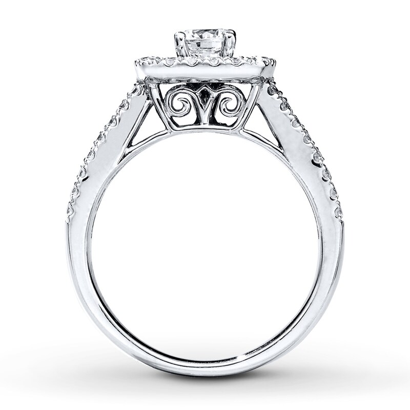 Main Image 2 of Previously Owned Sapphire Engagement Ring 7/8 ct tw Diamonds 14K White Gold