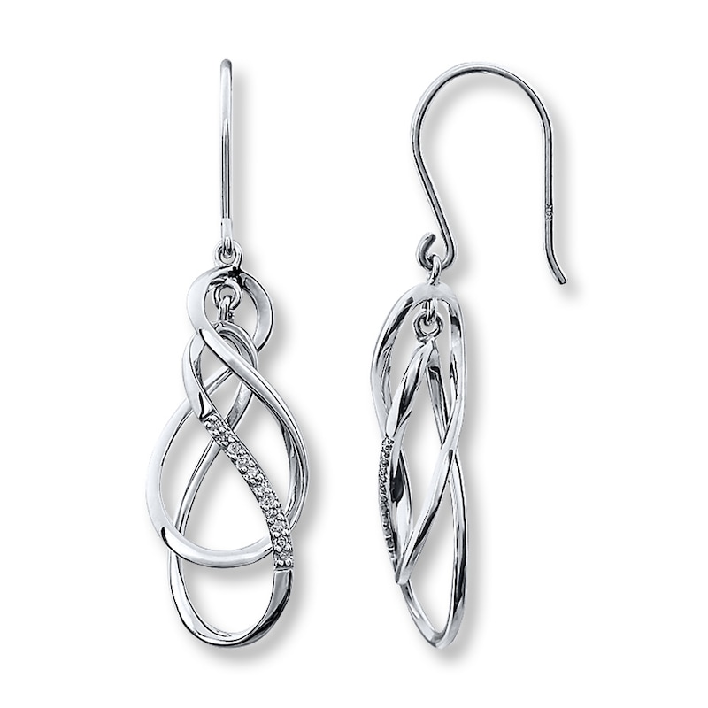 Main Image 1 of Previously Owned Diamond Earrings 1/20 ct tw Round-cut 10K White Gold